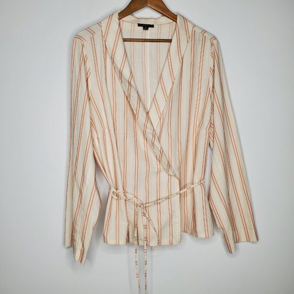 J.CREW Tops - J Crew Womens Striped Wrap Blouse Size 2X Lightweight V Neck Career Preppy